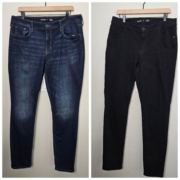 Bundle Old Navy Mid Rise Rockstar Super Skinny Jeans (2) Size 16, 16 Long - Picture 2 of 14